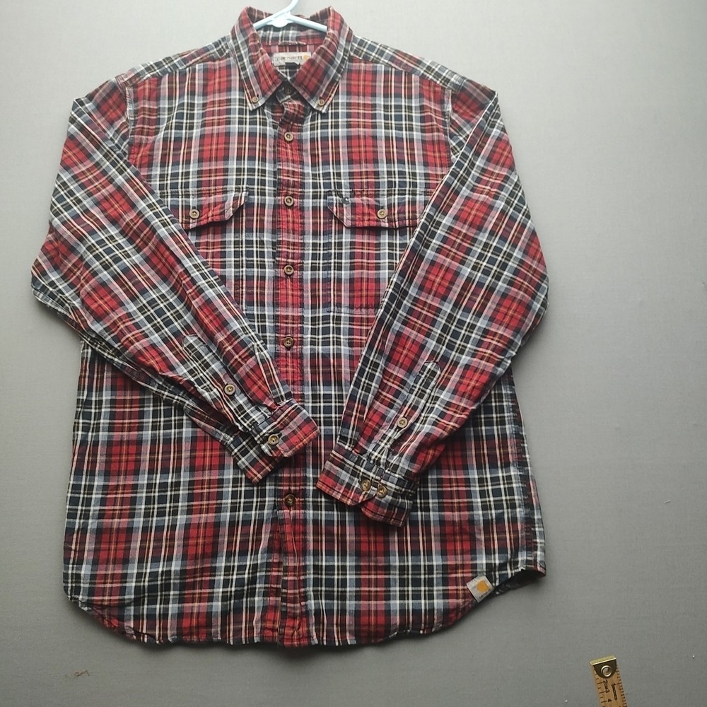 Carhartt‎ Men's Relaxed Fit Long Sleeve Plaid Button Down Shirt Size Medium Red